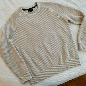 Land’s End Men’s Drifter Fisherman Crew Sweater - L/T Large Tall - Cream / Beige